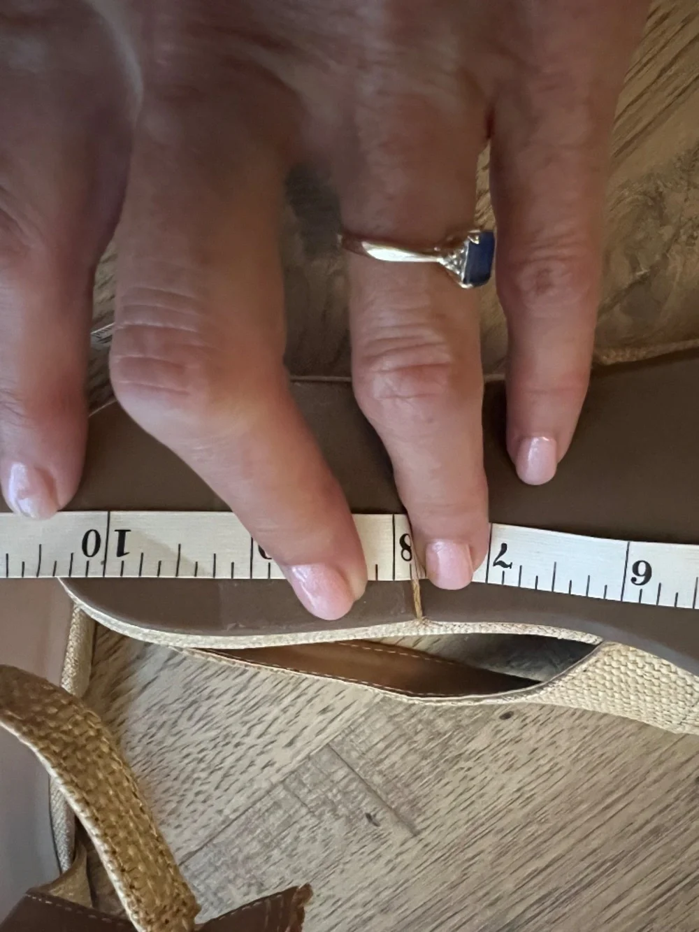 Kensie Woven Slingback Flats Rhinestone Buckle Neutral Tan Estimated Size 8M